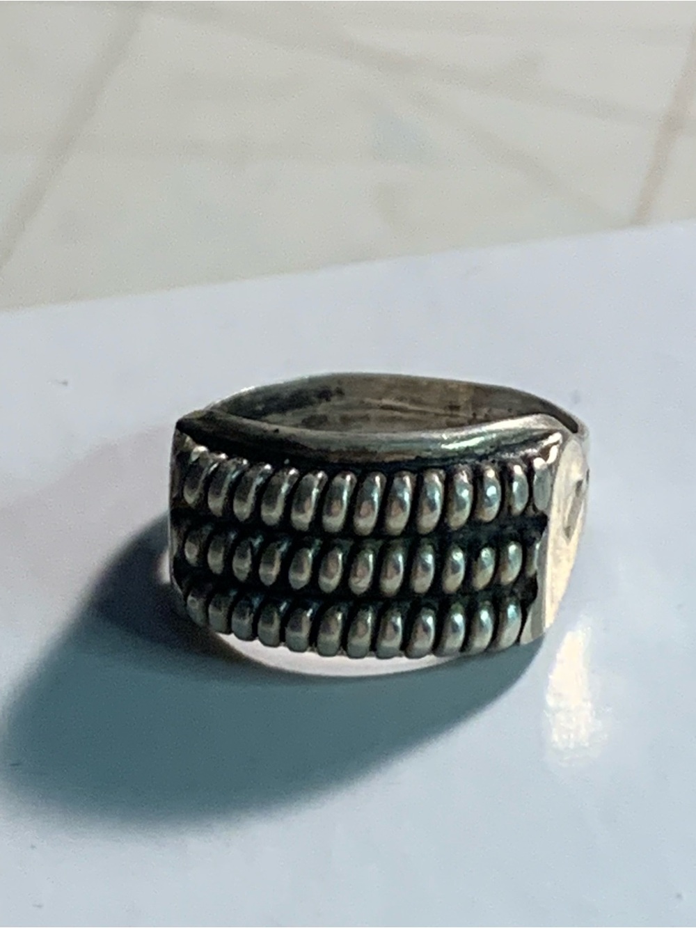 Textured Sterling Silver-Statement Ring. Size 5 3/4